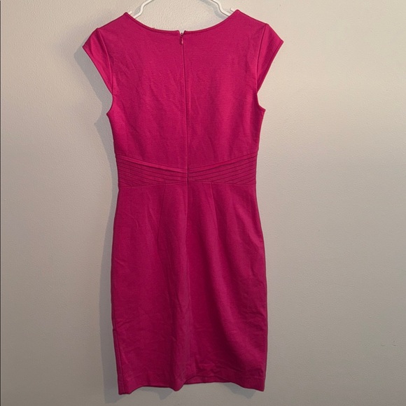 NEW Ann Taylor Size 2 Tall Hot Pink Laser Cut Sheath Midi Dress Business $138 - Picture 6 of 10